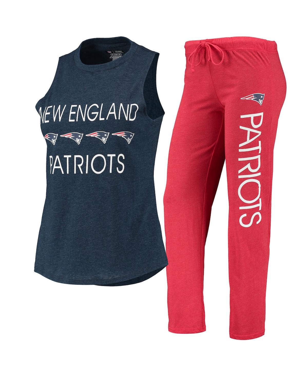CONCEPTS SPORT WOMEN'S CONCEPTS SPORT NAVY, RED NEW ENGLAND PATRIOTS PLUS SIZE METER TANK TOP AND PANTS SLEEP SET 