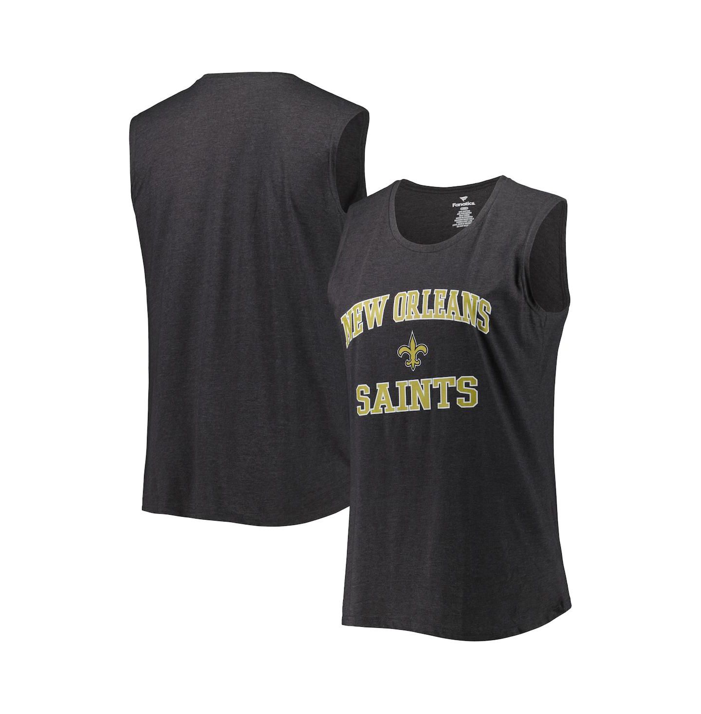 Женский топ Fanatics Heather Charcoal New Orleans Saints Plus Size — фото 2