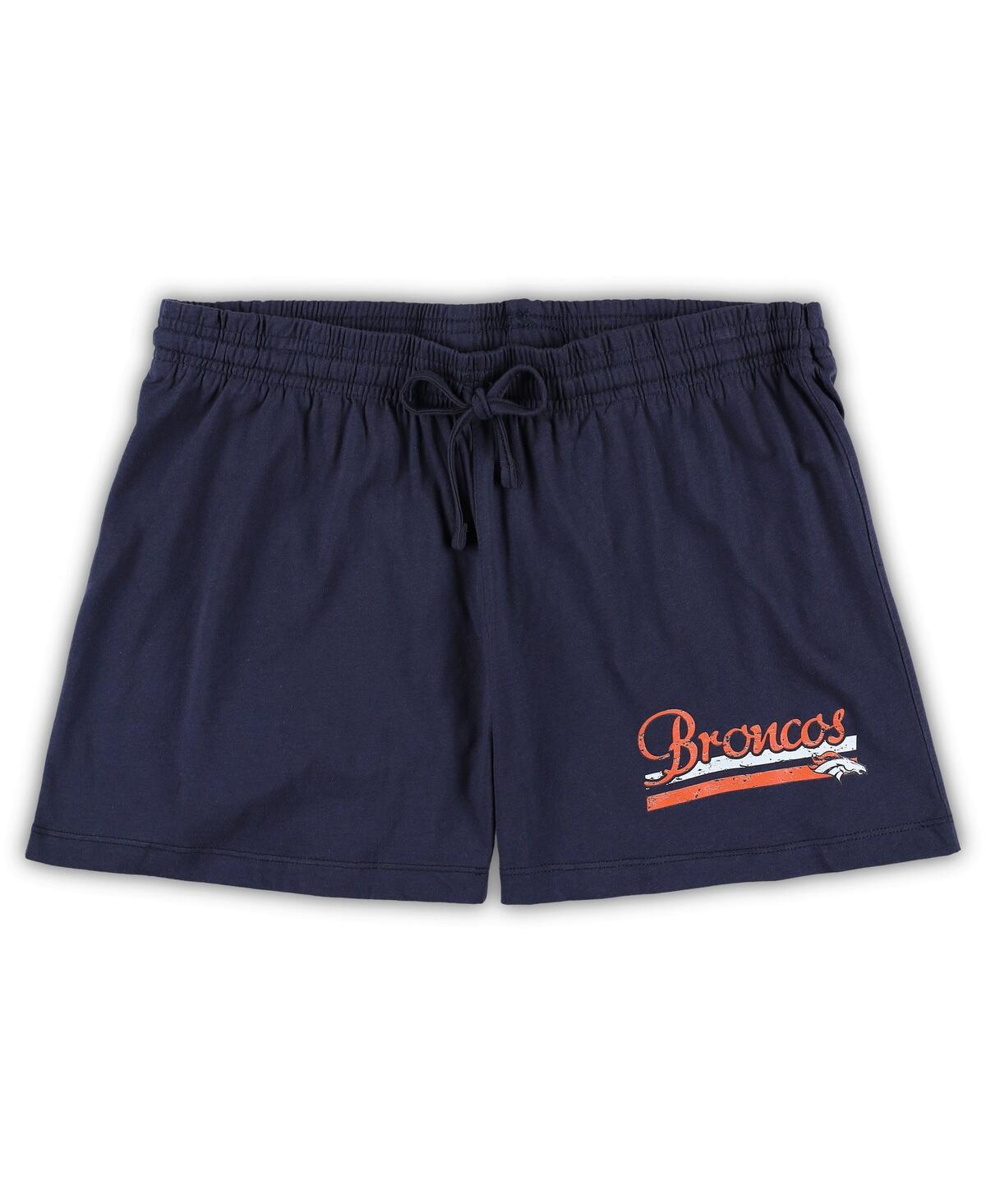 Shop Concepts Sport Women's  White, Navy Denver Broncos Plus Size Downfield T-shirt And Shorts Sleep Set In White,navy
