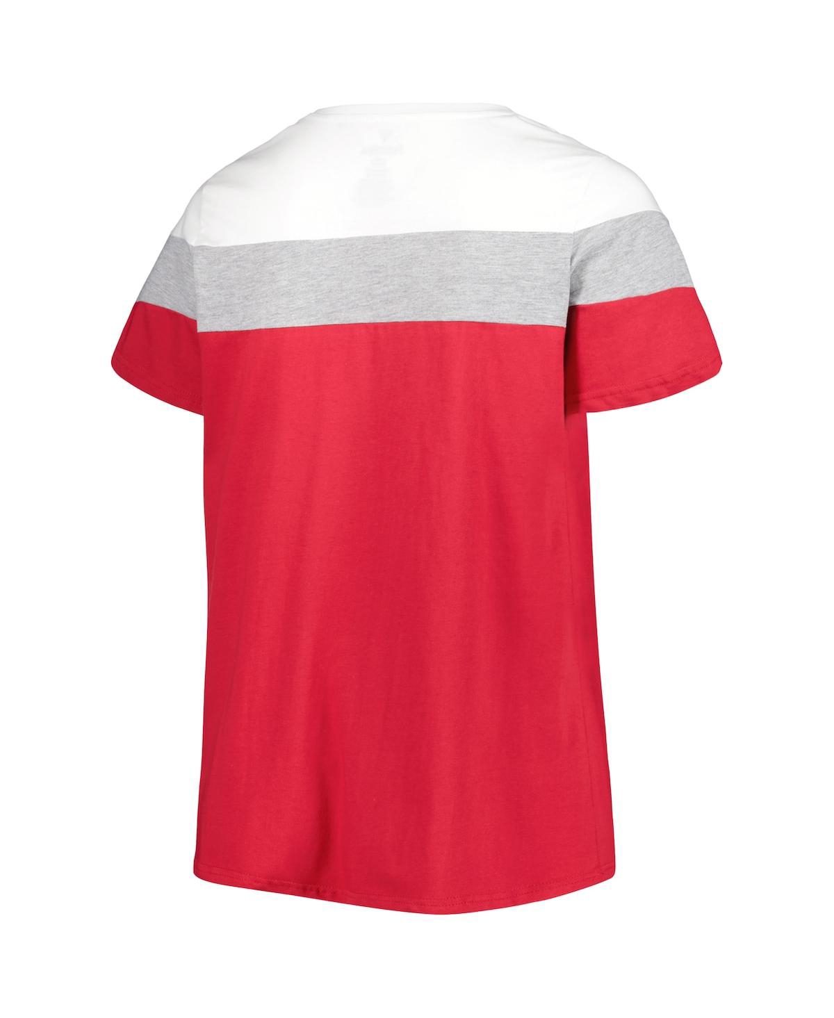 Shop Profile Women's Crimson Oklahoma Sooners Plus Size Split Body T-shirt