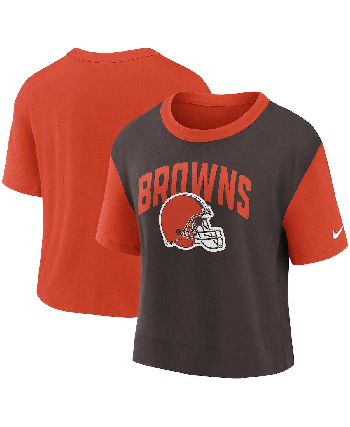 Nike Women's  Orange, Brown Cleveland Browns High Hip Fashion T-shirt In Orange,brown