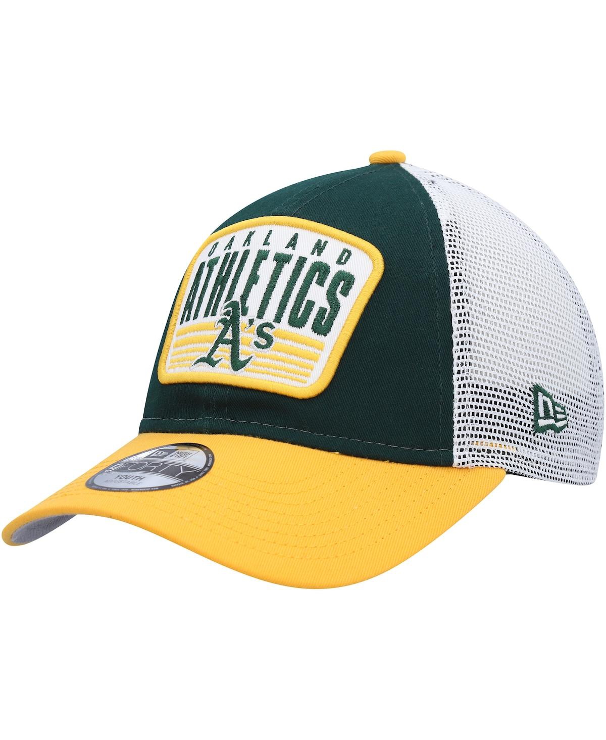 Shop New Era Big Boys  Green Oakland Athletics Patch Trucker 9forty Snapback Hat