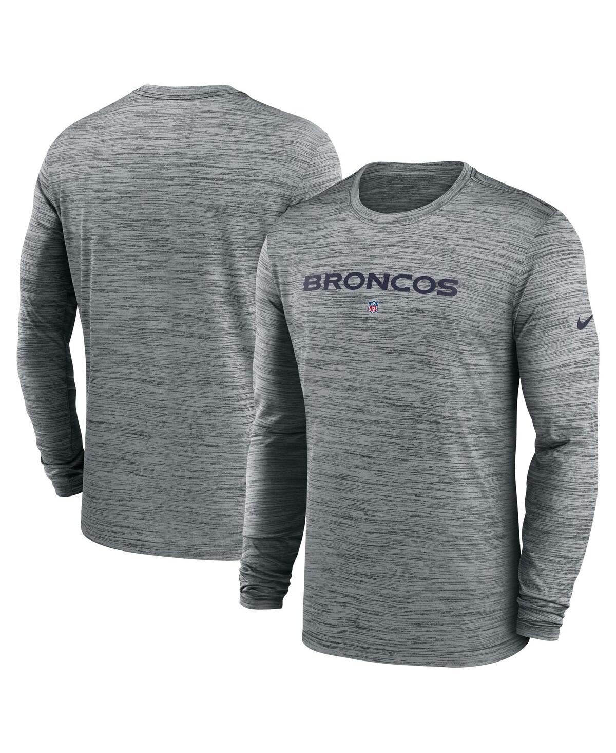 Shop Nike Men's  Gray Denver Broncos Sideline Team Velocity Performance Long Sleeve T-shirt