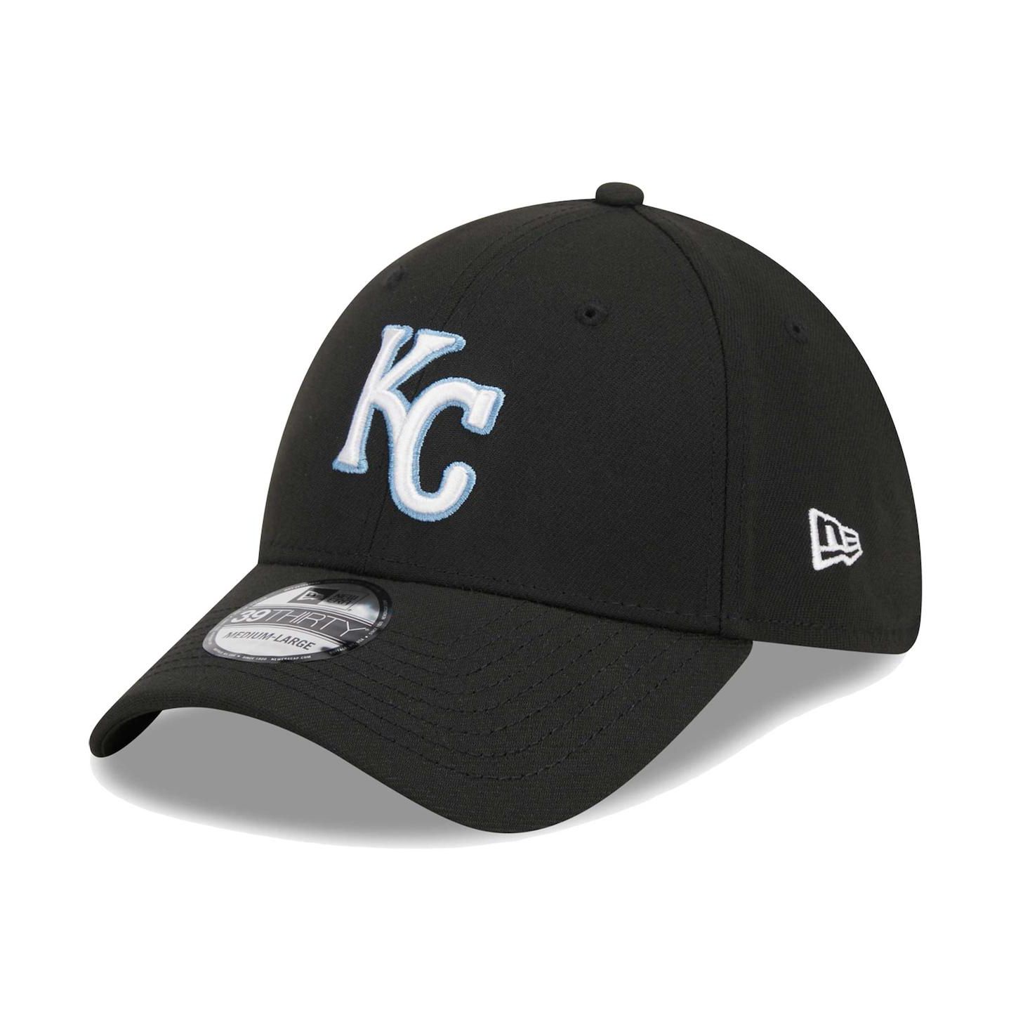 Мужская кепка New Era Black Kansas City Royals Logo 39THIRTY Flex Hat — фото 2
