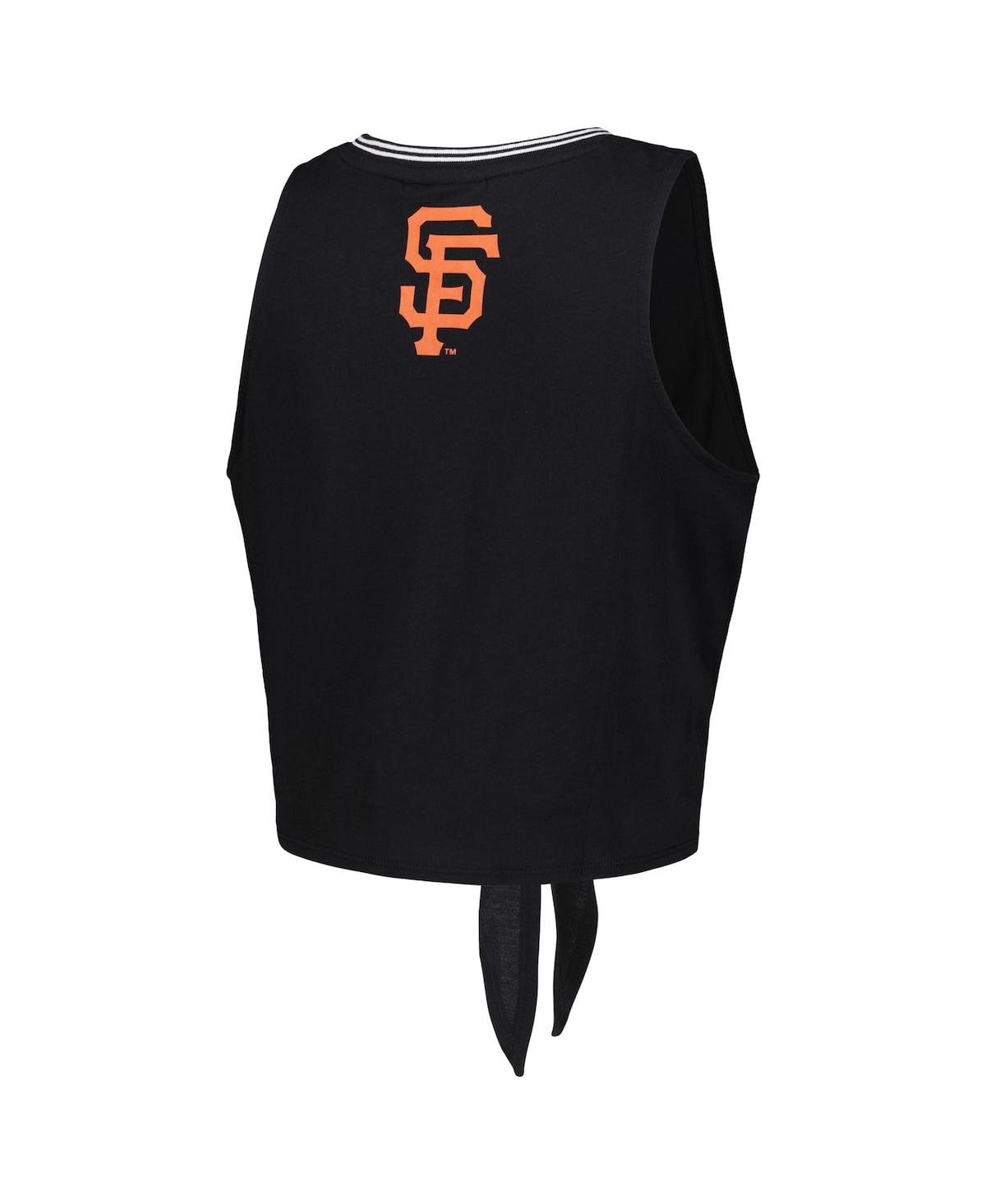Shop The Wild Collective Women's  Black San Francisco Giants Twisted Tie Front Tank Top