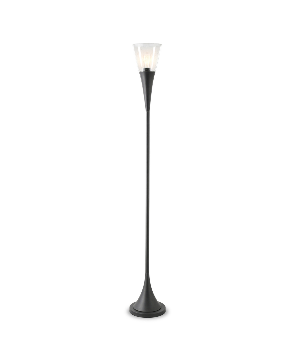 Hudson & Canal Moura 71" Glass Shade Torchiere Floor Lamp In Blackened Bronze