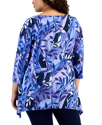JM Collection Plus Size 3/4-Sleeve Swing Top, Created for Macy's