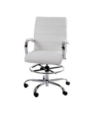 Tevia Mid-Back Drafting Chair With Adjustable Foot Ring Upholstered Swivel Chair With Chrome Base