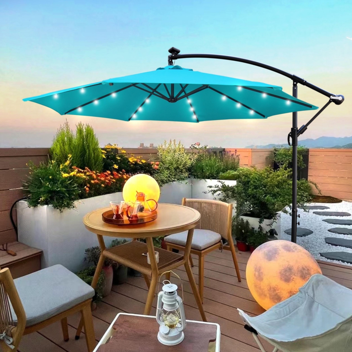 Streamdale Solar Led Patio Umbrella, Waterproof, 8 Ribs