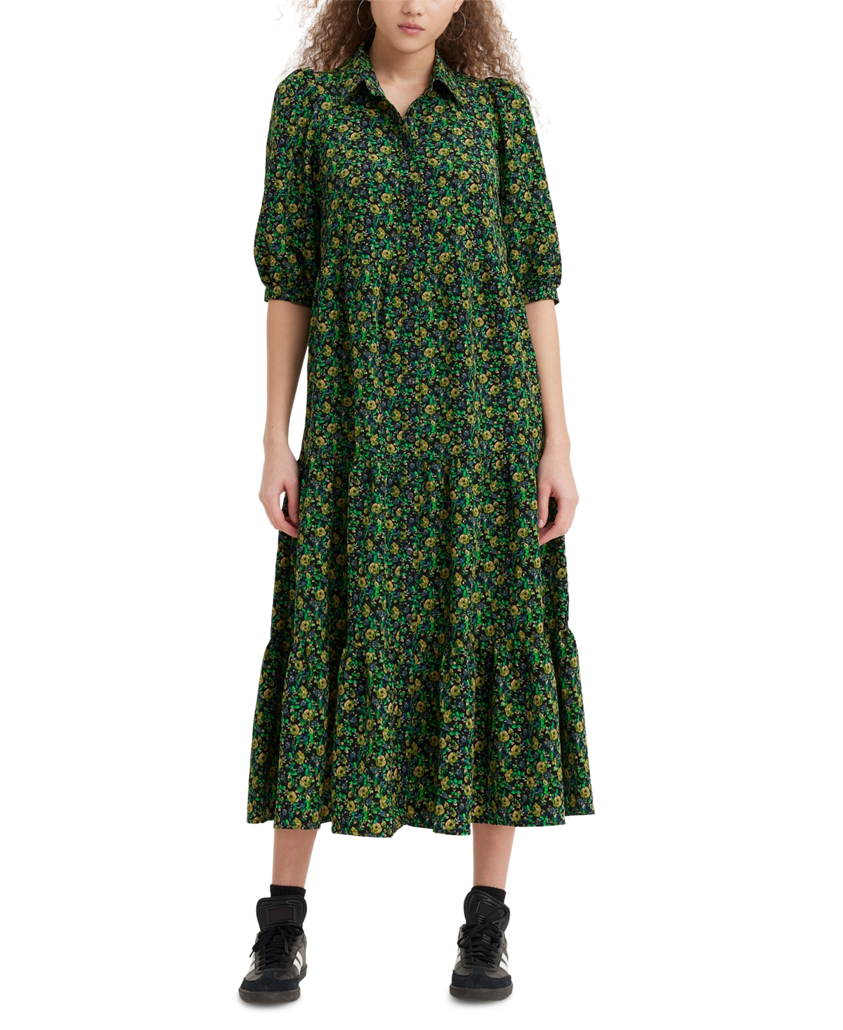 Levi's Women's Cynthia Button-front A-line Midi Dress In Kinsley Floral ...