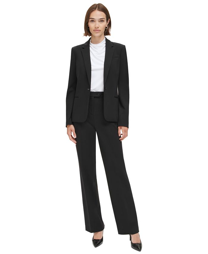 Calvin Klein Straight-Leg Classic Business Casual Pants for Women, Black, 0  : : Clothing, Shoes & Accessories