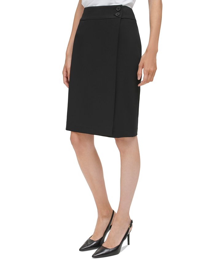 Calvin Klein Women's Faux-Wrap Pencil Skirt - Macy's