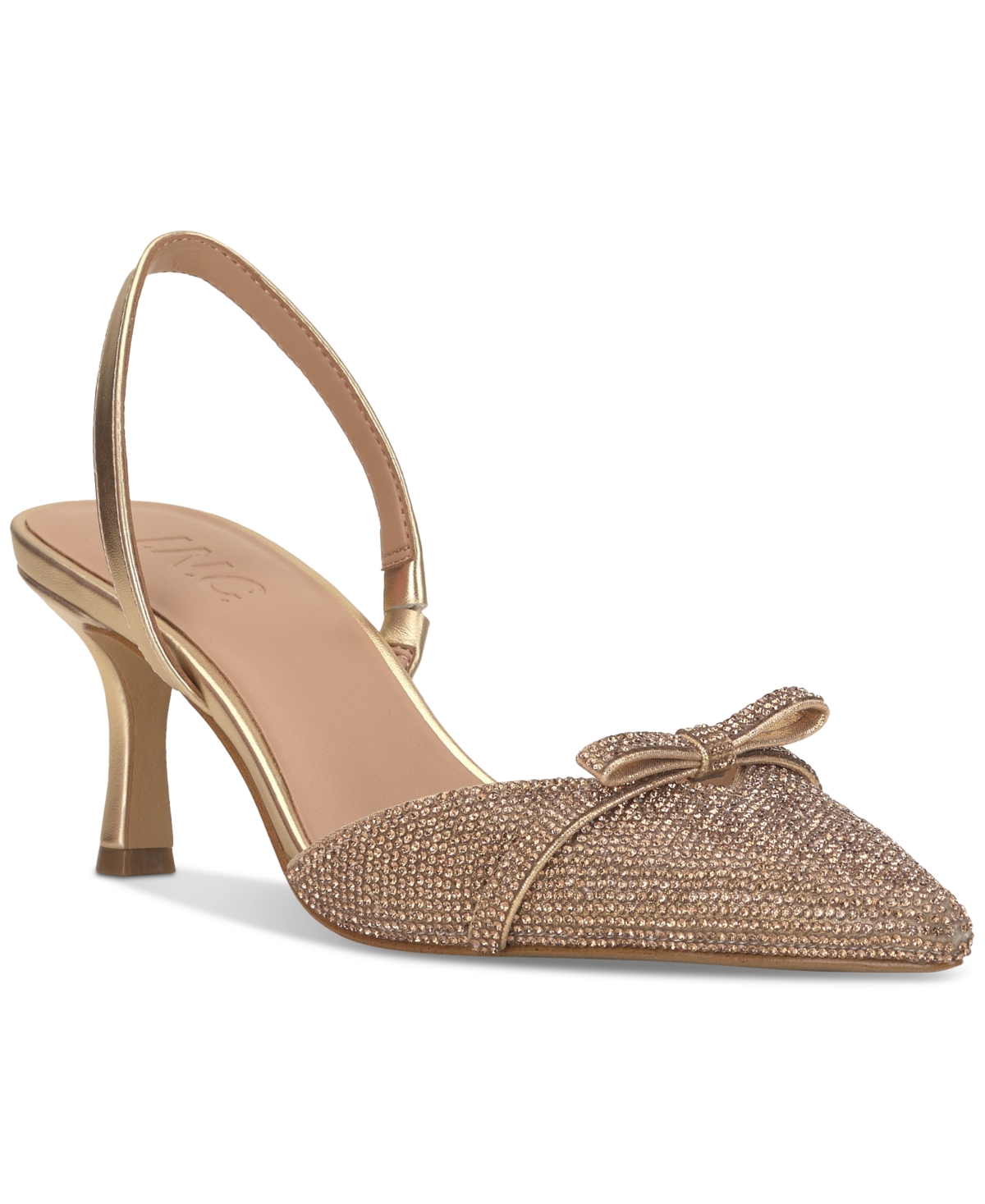 Inc International Concepts Women's Gelsey Slingback Kitten-heel Pumps, Created For Macy's In Gold Crystal