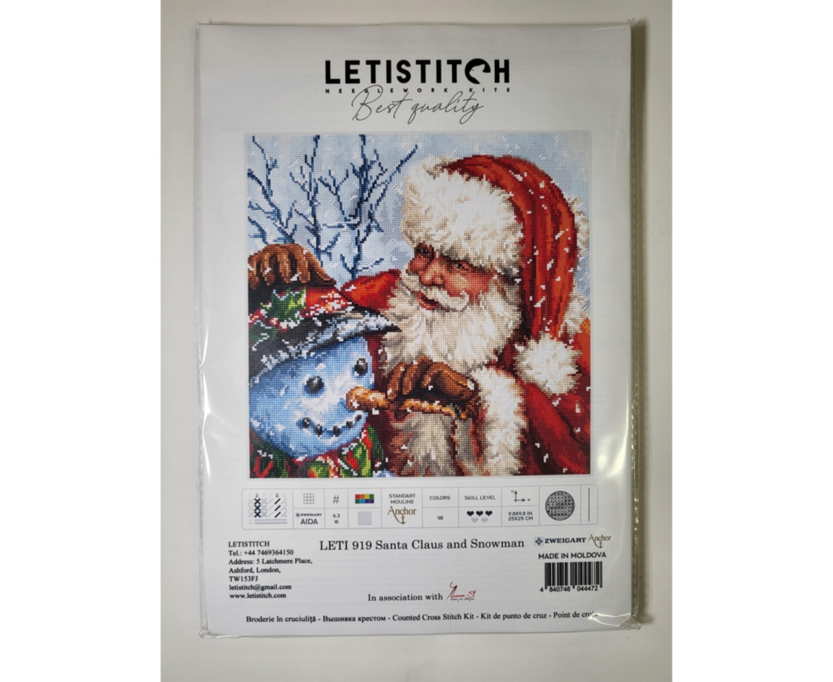 Counted Cross Stitch Kit Santa Claus and Snowman Leti919 - Assorted Pre-pack