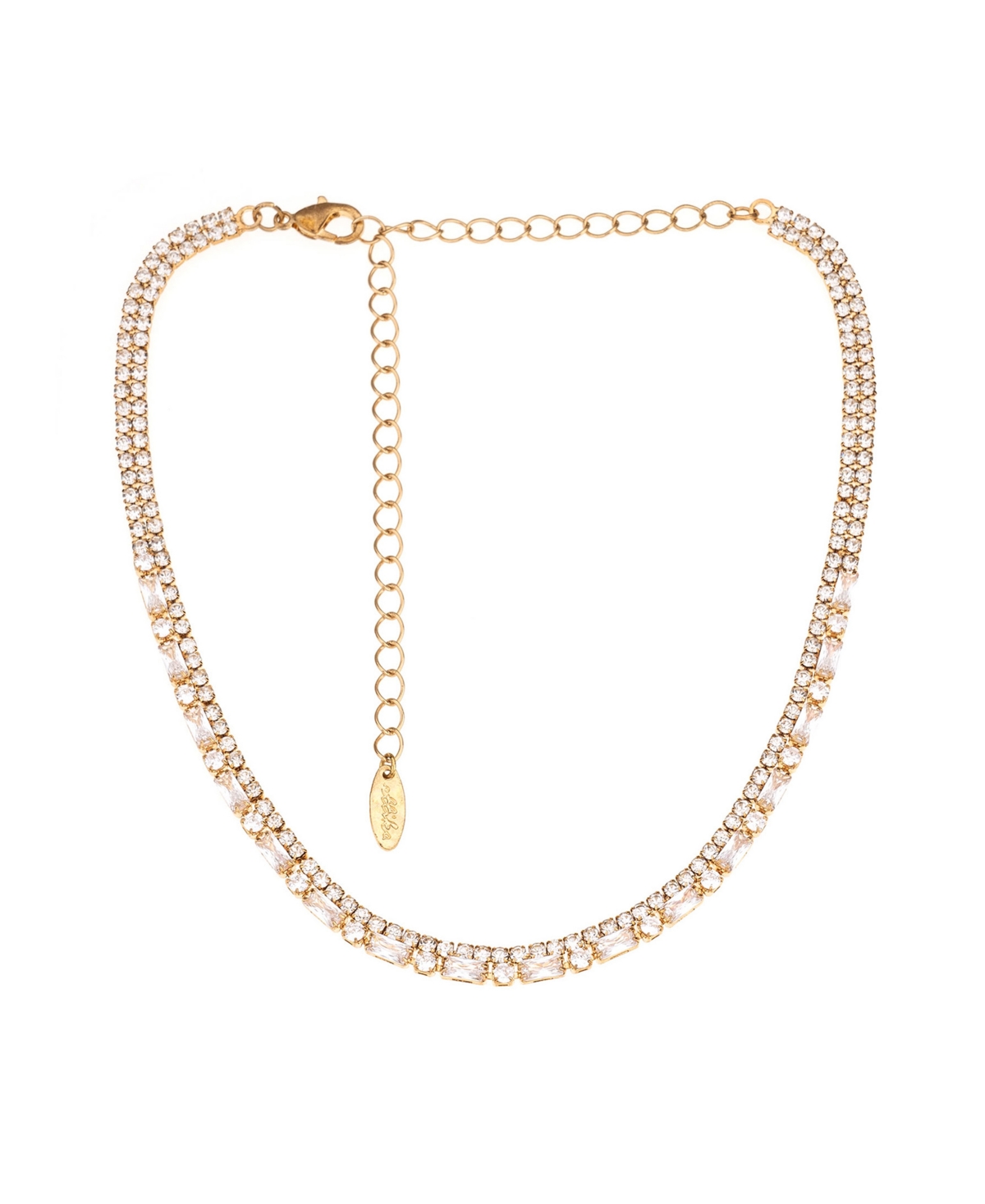 Cubic Zirconia Baguette 18K Gold Plated Choker Necklace - Gold