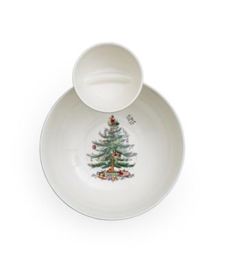 Christmas Tree Polka Dot Tiered Chip & Dip Set