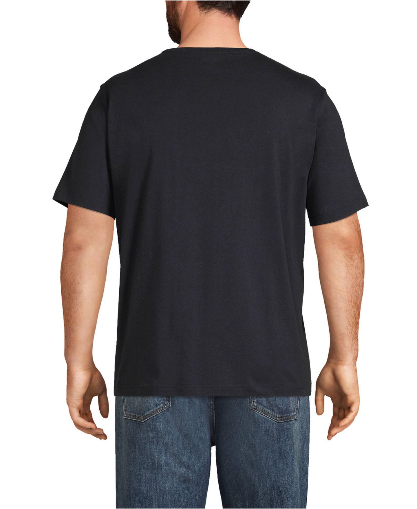 Мужская футболка Lands' End Super-T Short Sleeve with Pocket, цвет: Чёрный — фото 2
