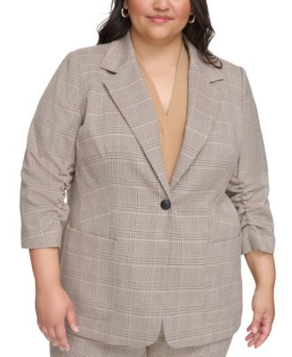 Calvin Klein - Plus Size Ruched 3/4-Sleeve Blazer