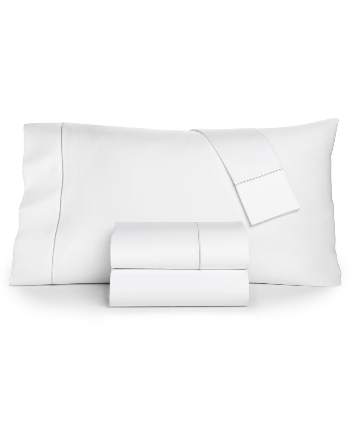 Charter Club Solid 550 Thread Count 100% Cotton 4-Pc. Sheet Set, King, Exclusively at Macy's - Smoke Hem
