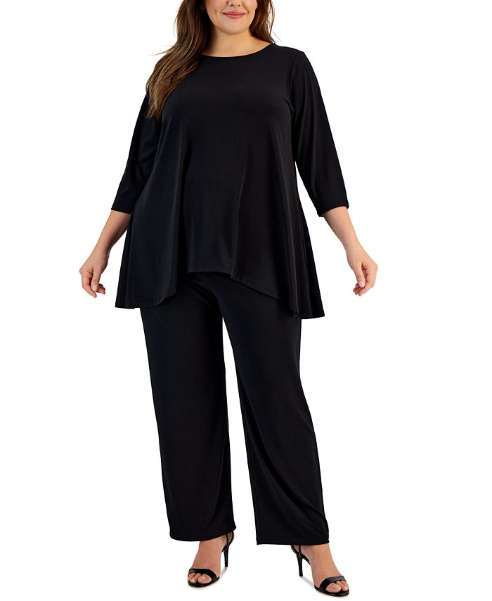 JM Collection Plus Size 3/4-Sleeve Top & Pants, Created for Macy's - Macy's