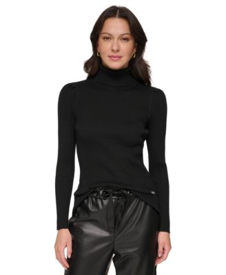 Women's Ribbed Solid Long-Sleeve Turtleneck