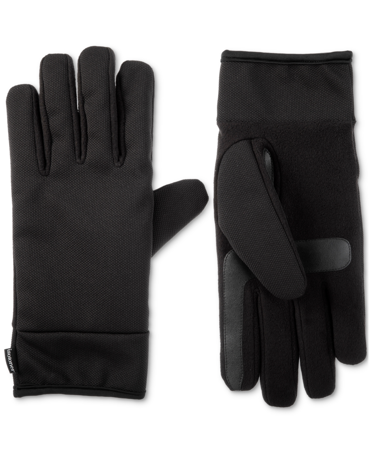Isotoner Signature Men's Lined Water Repellent Tech Stretch Gloves In Black