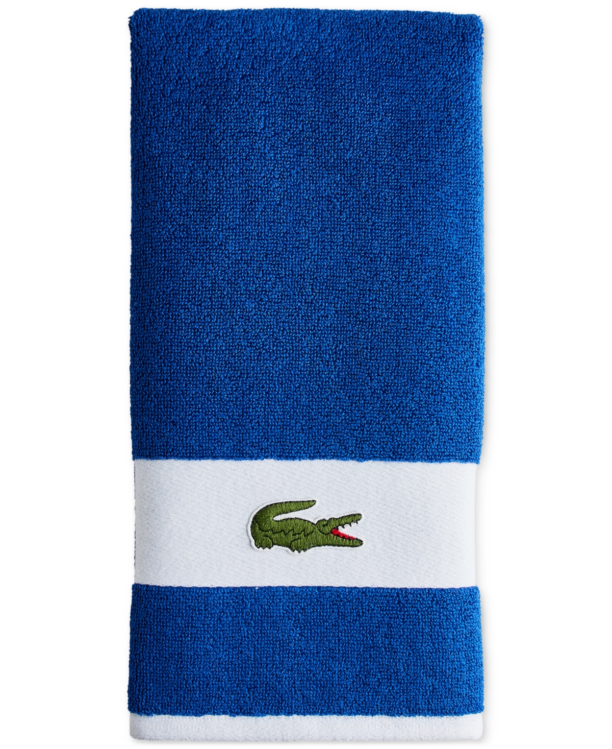 Lacoste Heritage Sport Stripe Cotton Hand Towel In Surf Blue