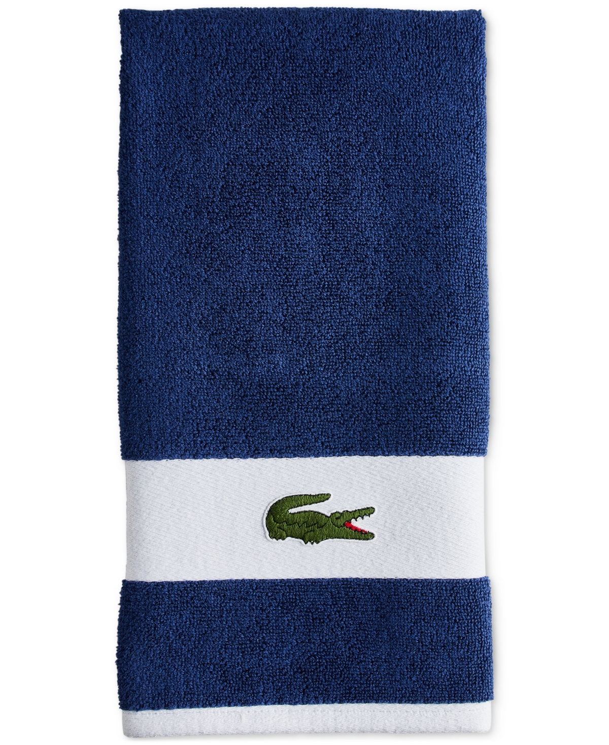 Lacoste Heritage Sport Stripe Cotton Hand Towel In Navy