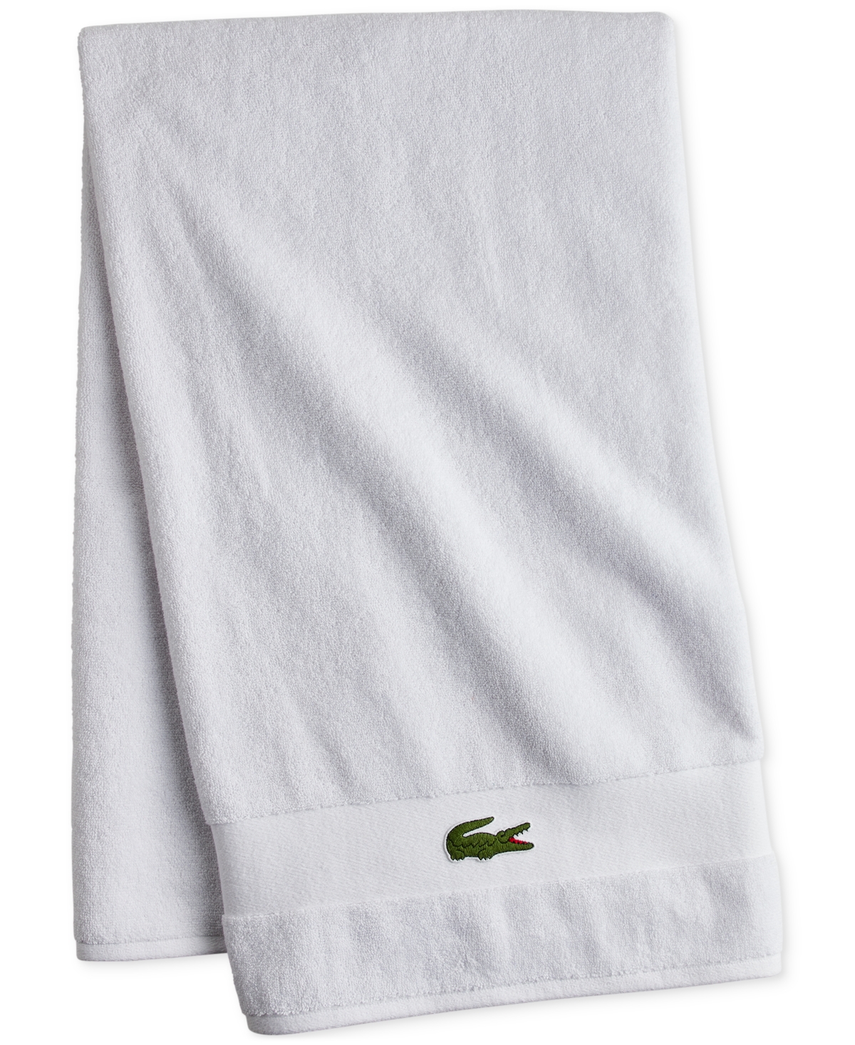 Lacoste Heritage Sport Stripe Cotton Bath Towel In White