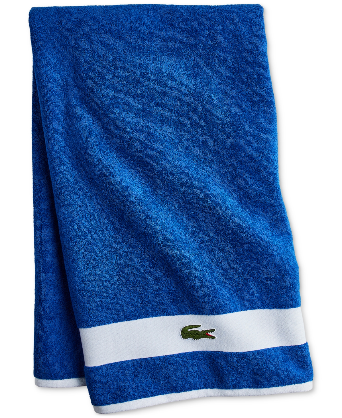 Lacoste Heritage Sport Stripe Cotton Bath Towel In Surf Blue