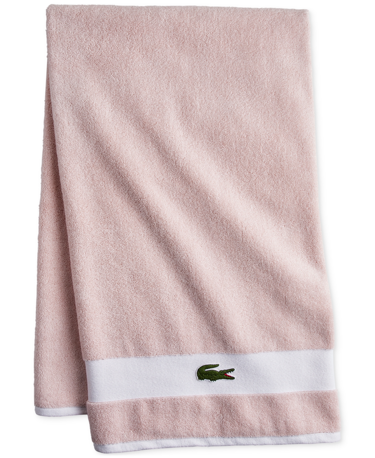 Lacoste Heritage Sport Stripe Cotton Bath Towel In Light Pink