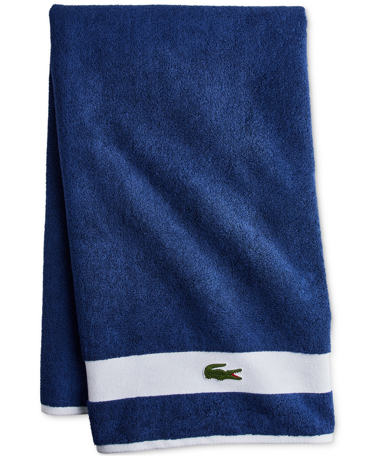 Lacoste Heritage Sport Stripe Cotton Bath Towel In Navy