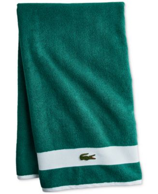 Lacoste SET OF 2 ~ Blue Bath Towels 100% Cotton 30 x 52 Crocodile Logo