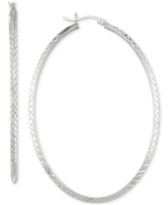 Large Oval Hoop Earrings in 14k Gold Vermeil Also in Sterling Silver - Silver 400$