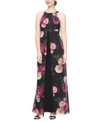 SL Fashions - Women's Floral-Print Overlay Maxi Dress