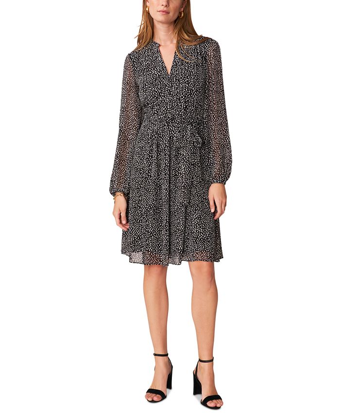 MSK Women s Printed Pintucked Belted Dress Macy s