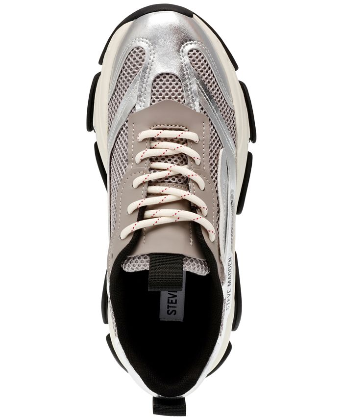 Steve Madden Possession White Rhinestone Embellished Lace Up Sneakers 12M