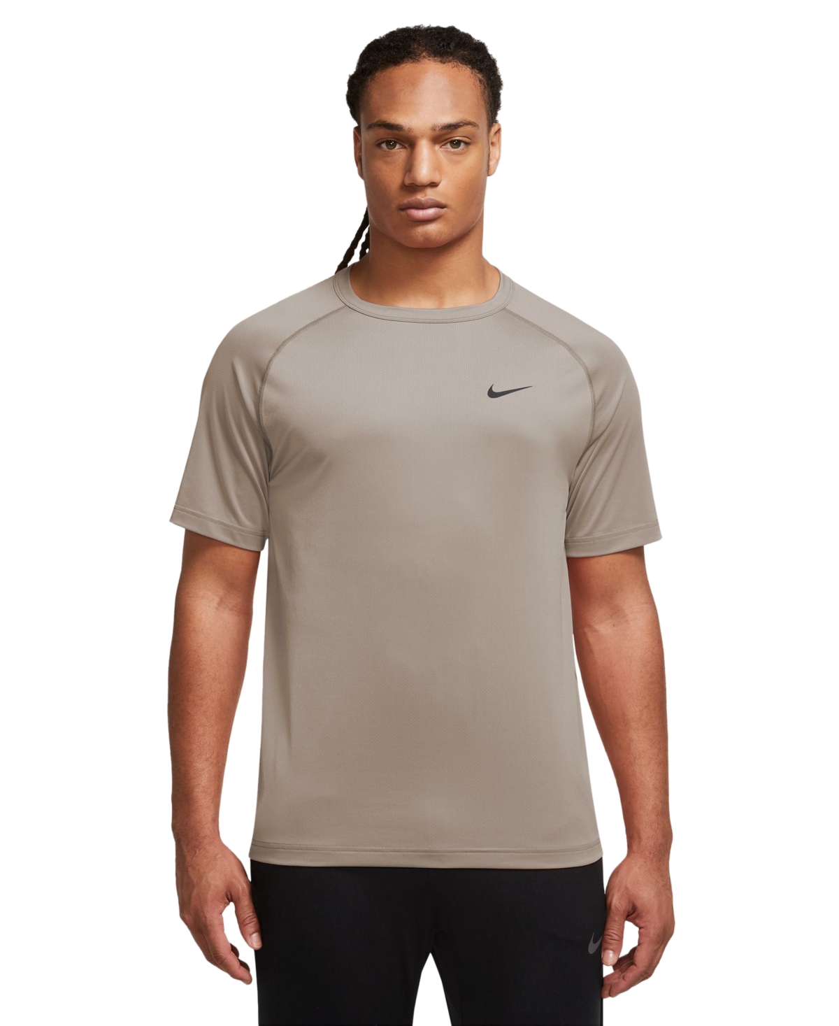 Nike Men's Relaxed-fit Dri-fit Short-sleeve Fitness T-shirt In Khaki,black