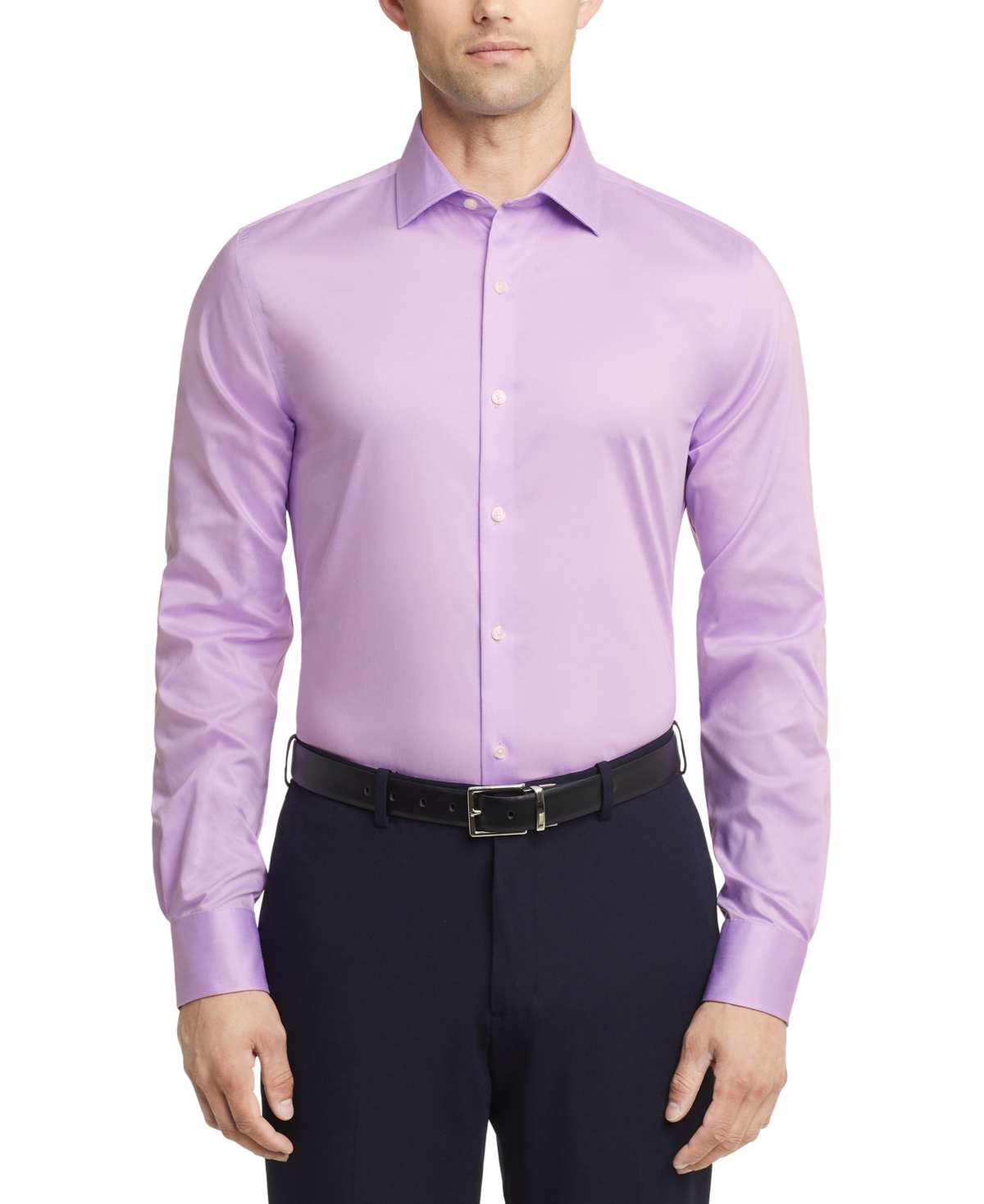 Tommy Hilfiger Men's Th Flex Slim Fit Wrinkle Free Stretch Twill Dress Shirt In Lavender