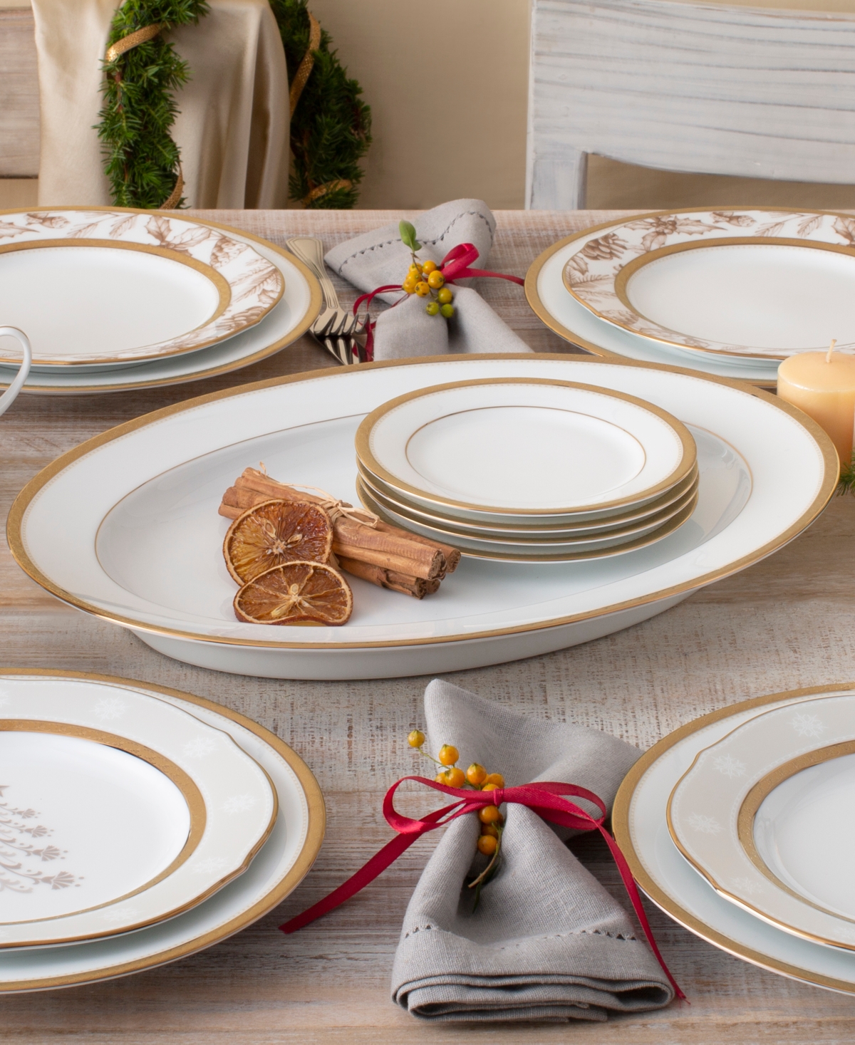 Noritake Charlotta Platinum Oval Platter, 14" In Gold