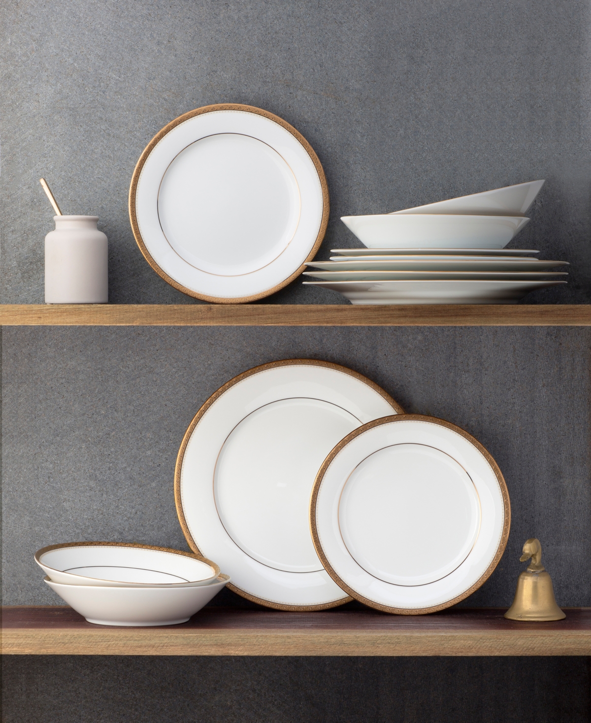 Noritake Charlotta Gold Set of 4 Salad Plates, Service For 4 - White and Gold-Tone