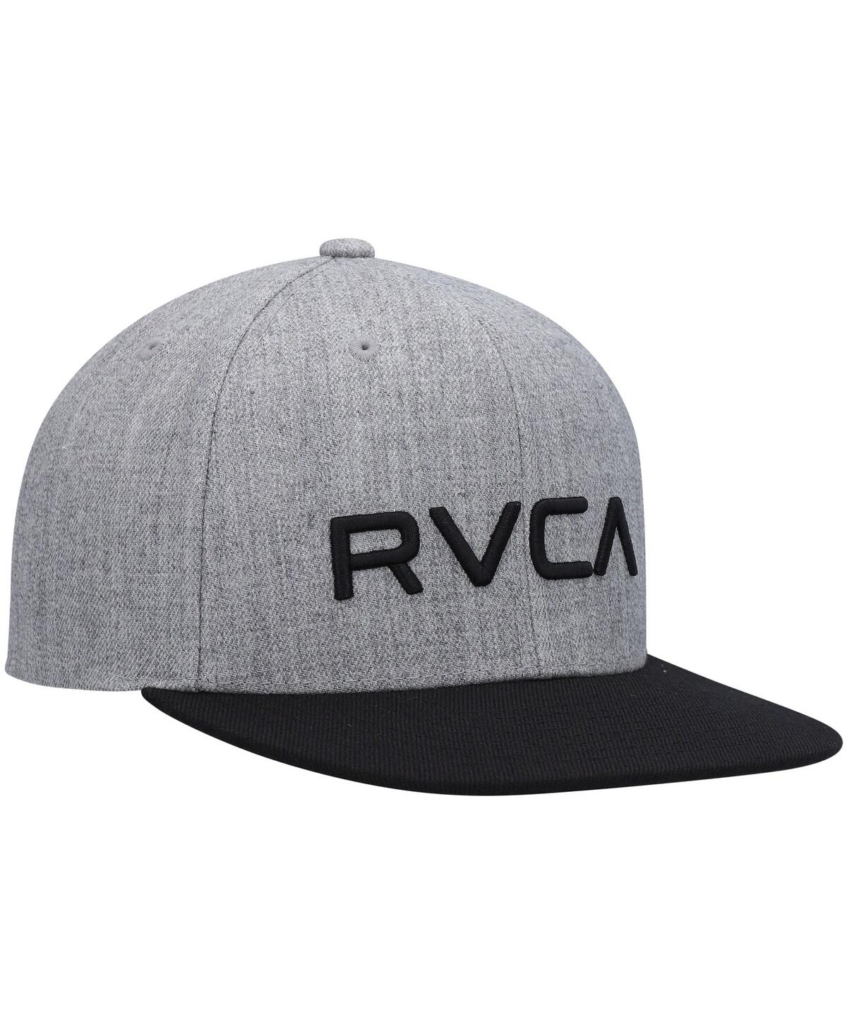 Shop Rvca Big Boys And Girls  Heathered Gray, Black Logo Twill Snapback Hat In Heathered Gray,black