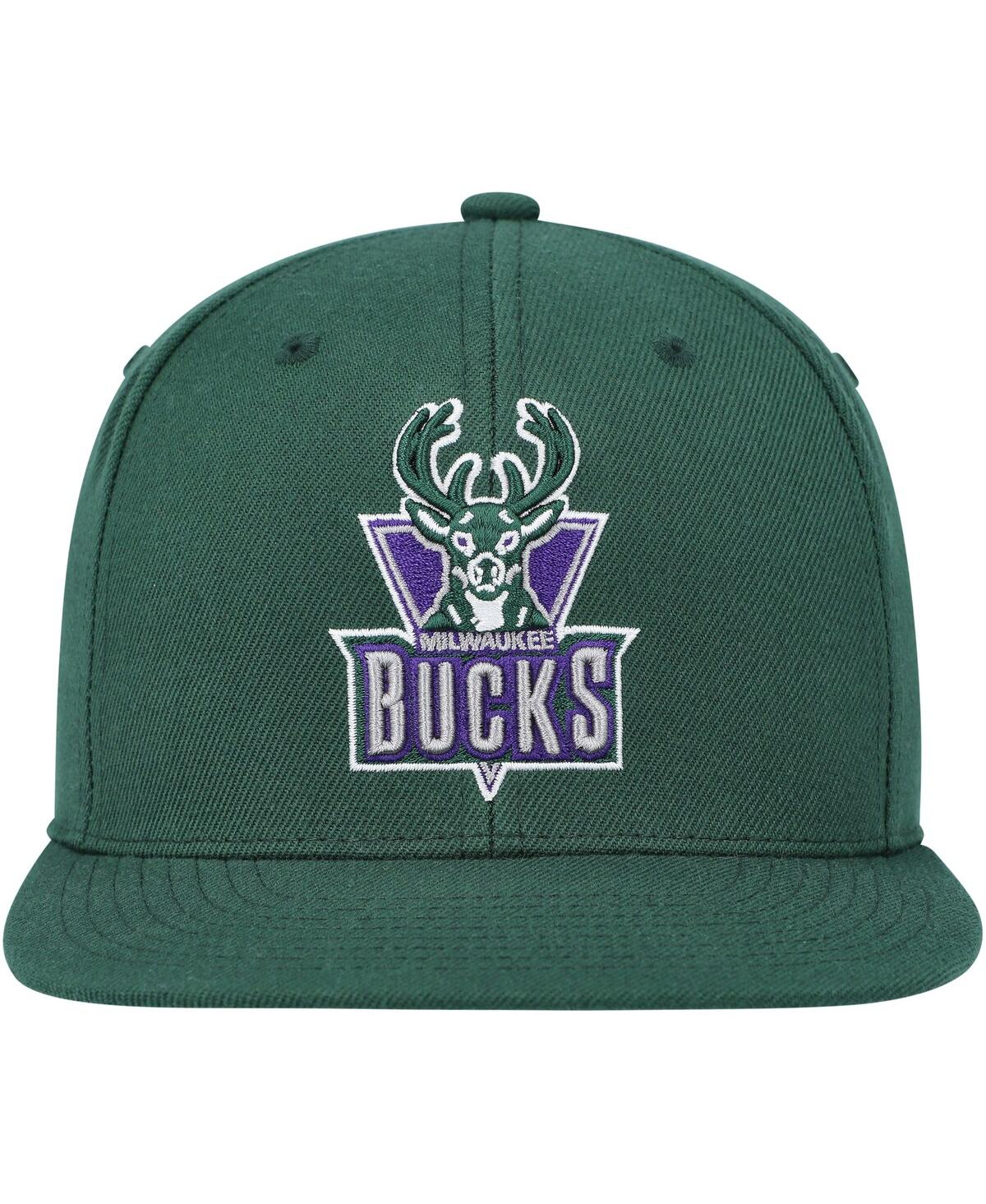 Men's Mitchell & Ness HunterMilwaukee Bucks Hardwood Classics Mvp Team Ground 2.0 Fitted Hat - Green