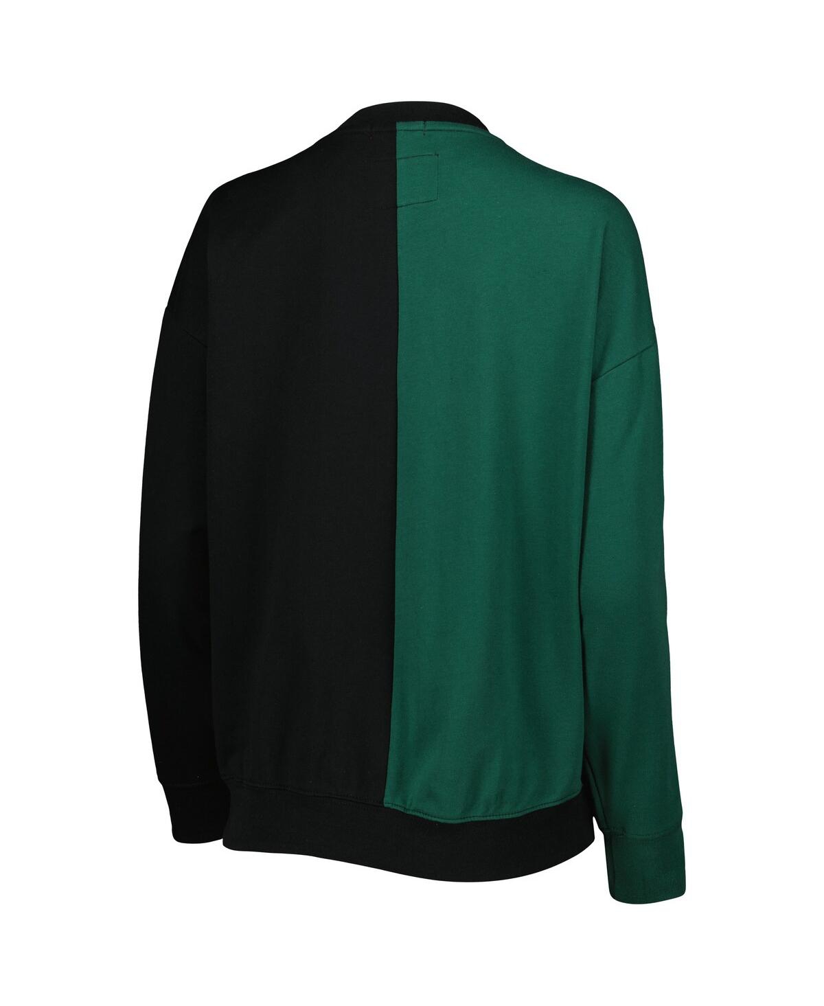 Shop Mitchell & Ness Women's  Green, Black Green Bay Packers Big Face Pullover Sweatshirt In Green,black