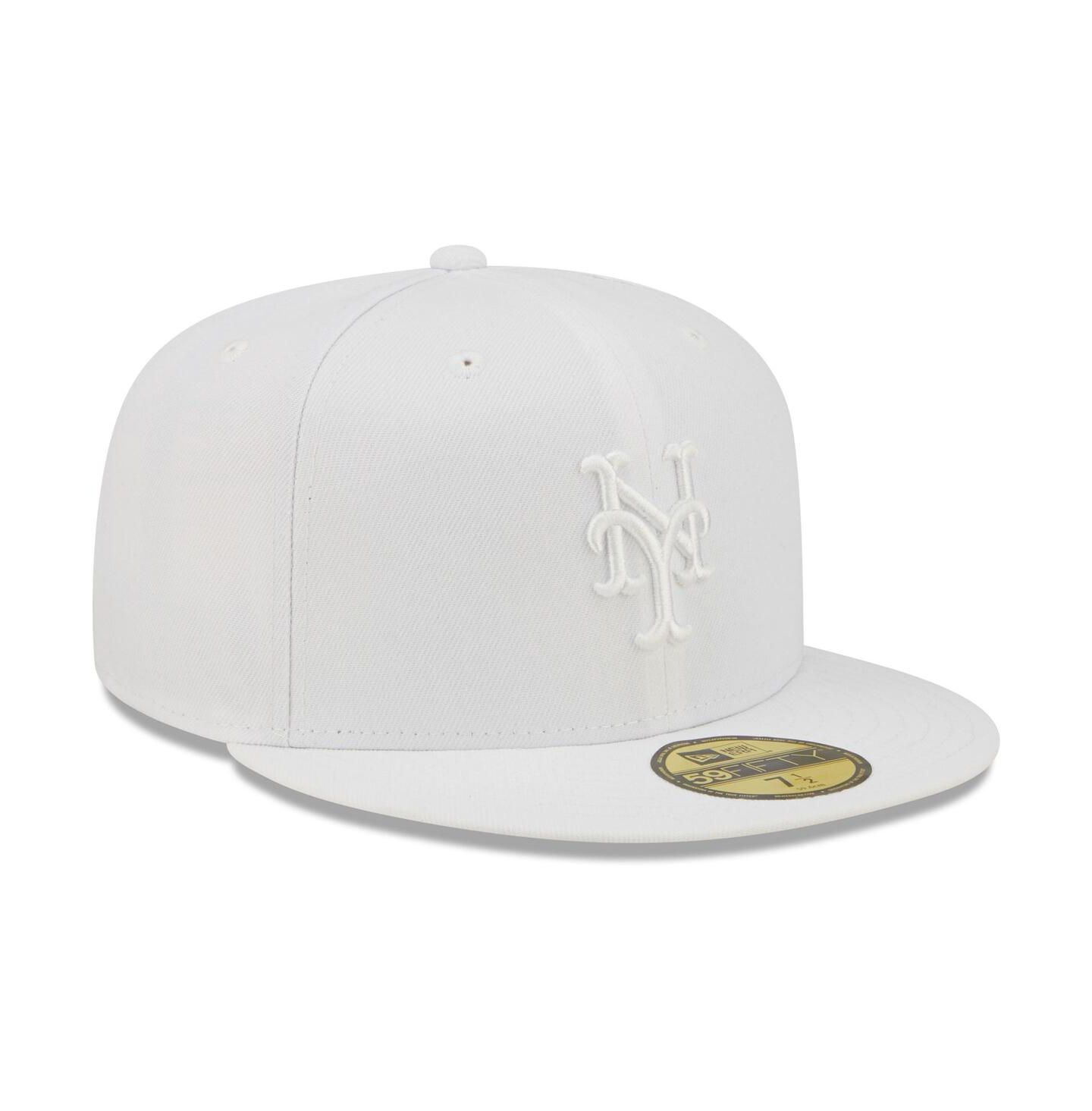 Мужская бейсболка New Era New York Mets White on White 59FIFTY Fitted — фото 3