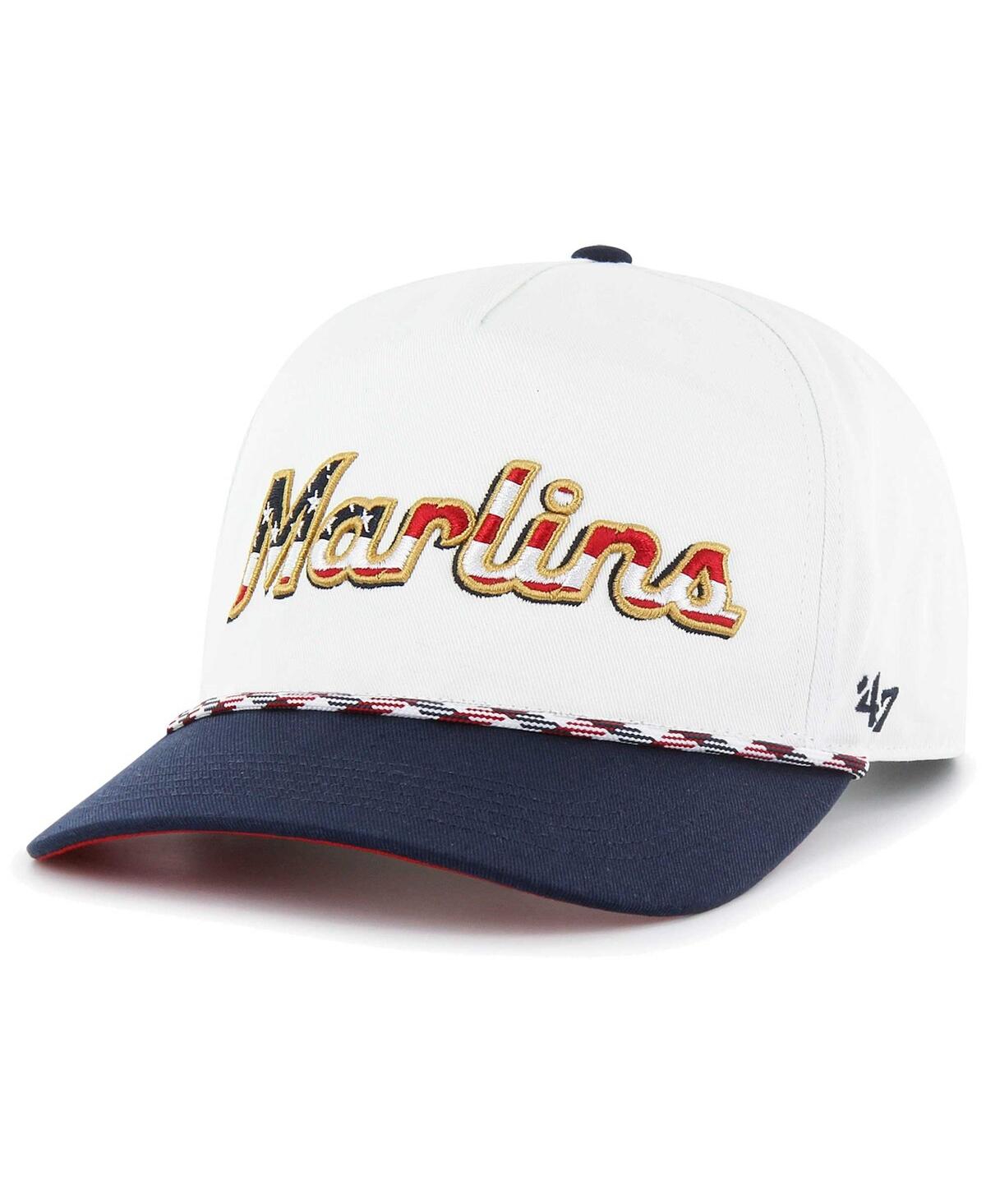 47 Brand Men's ' White Miami Marlins Flag Script Hitch Adjustable Hat