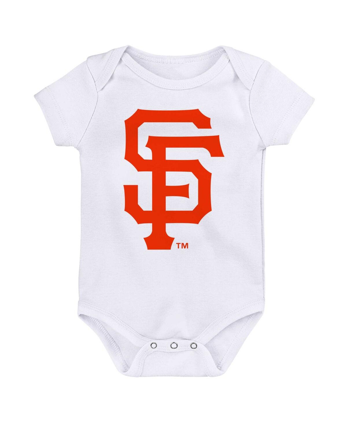 Shop Outerstuff Infant Boys And Girls Orange, Black, White San Francisco Giants Minor League Player Three-pack Bodys In Orange,black,white