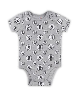 Newborn and Infant Boys and Girls Gray Brooklyn Nets Two-Pack Double Up Bodysuit Set