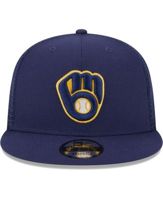 Men's Navy Milwaukee Brewers Team Color Trucker 9FIFTY Snapback Hat