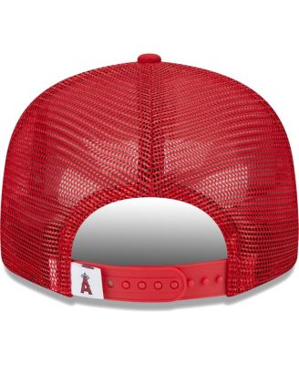 Men's Red Los Angeles Angels Team Color Trucker 9FIFTY Snapback Hat